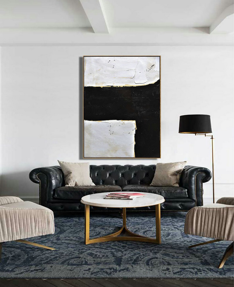 Abstract Painting Extra Large Canvas Art,Minimalist Painting On Canvas, Palette Knife Vertical Minimal Art - Unique Canvas Art